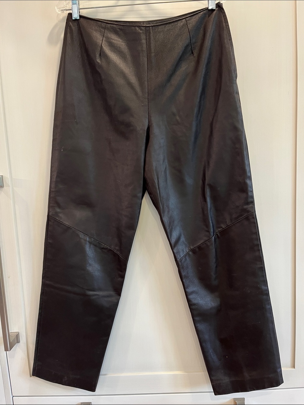Danier Black Leather French waist Straight-Leg Side Zip fully lined Pants